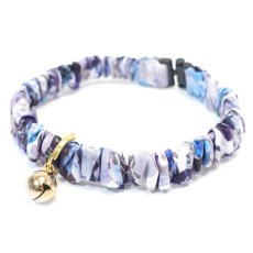 画像3: エアリーシュシュ・LIBERTYファブリック・シュシュ猫首輪・猫首輪・リバティプリント Alexandra（アレキサンドラ）ブルー (3)