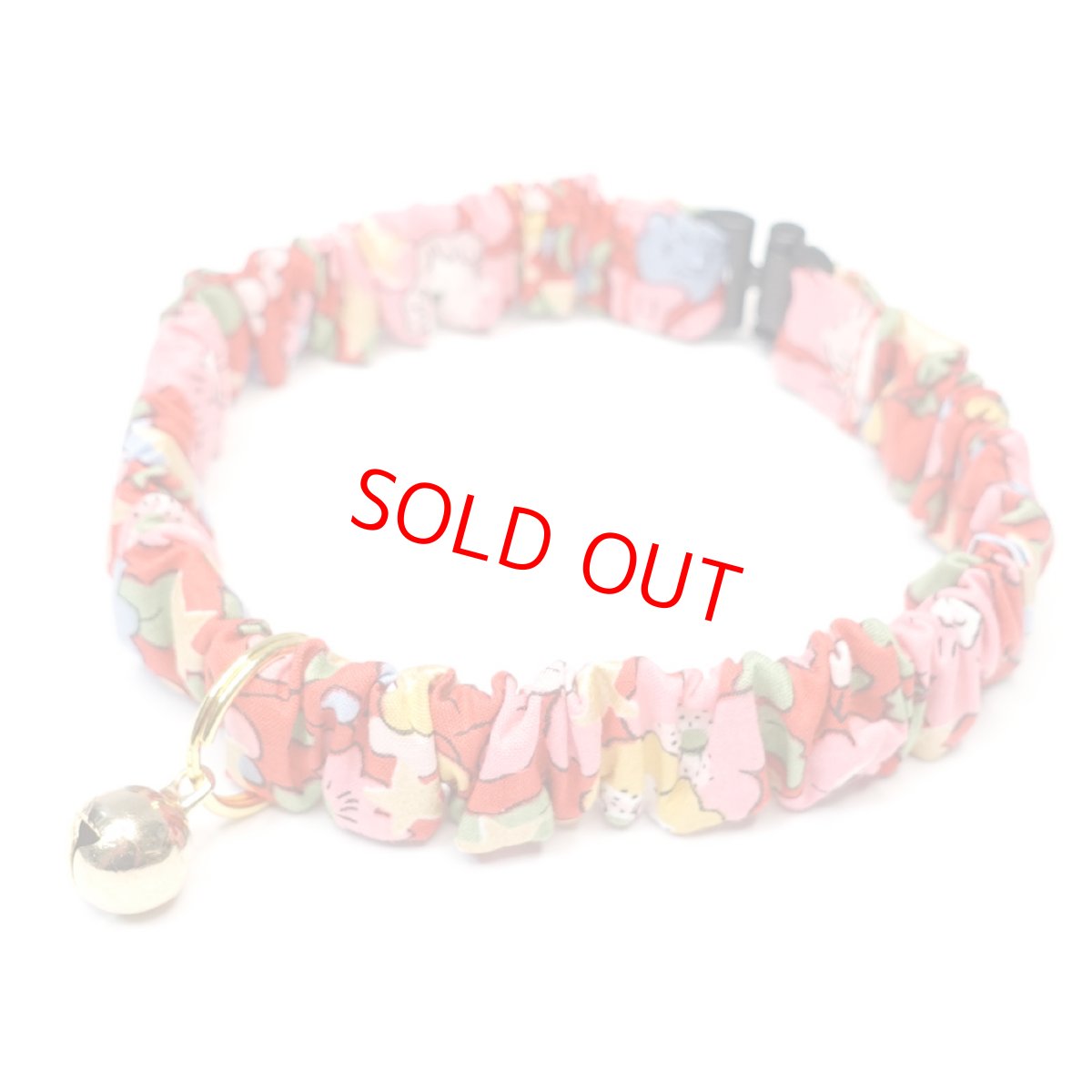 画像3: エアリーシュシュ・LIBERTYファブリック・シュシュ猫首輪・猫首輪・リバティプリント Betsy Star ベッツィ・スター/レッド (3)