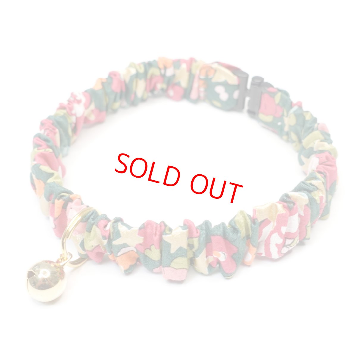 画像3: エアリーシュシュ・LIBERTYファブリック・シュシュ猫首輪・猫首輪・リバティプリント Betsy Star ベッツィ・スター/グリーン (3)