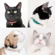 画像5: エアリーシュシュ・LIBERTYファブリック・シュシュ猫首輪・猫首輪・リバティプリント Betsy Star ベッツィ・スター/レッド (5)