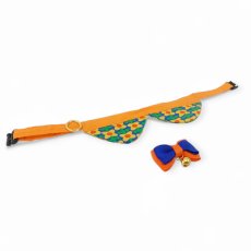 画像5: リボンチャーミー衿付首輪＆鈴付きダブルリボン（ポップコーン）オレンジ・グリーン２色展開 (5)