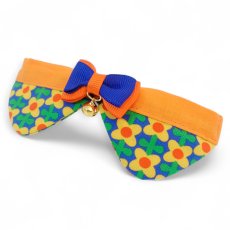 画像3: リボンチャーミー衿付首輪＆鈴付きダブルリボン（ポップコーン）オレンジ・グリーン２色展開 (3)