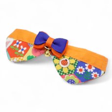 画像3: リボンチャーミー衿付首輪＆鈴付きダブルリボン（ヘキサゴンパッチ ・パッチ）３柄展開/MLサイズのみ販売デザイン (3)