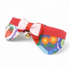 画像3: リボンチャーミー衿付首輪＆鈴付きダブルリボン（ヘキサゴンパッチ）レッド・グリーン２色展開 (3)