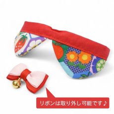 画像6: リボンチャーミー衿付首輪＆鈴付きダブルリボン（ポップコーン）オレンジ・グリーン２色展開 (6)