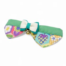 画像2: リボンチャーミー衿付首輪＆鈴付きダブルリボン（ヘキサゴンパッチ ・パッチ）３柄展開/MLサイズのみ販売デザイン (2)