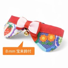 画像7: リボンチャーミー衿付首輪＆鈴付きダブルリボン（ポップコーン）オレンジ・グリーン２色展開 (7)