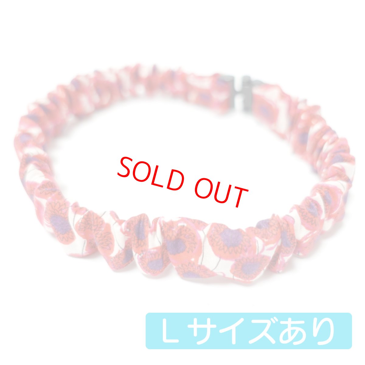 画像1: エアリーシュシュ・LIBERTYファブリック・シュシュ猫首輪・猫首輪（Xanthe Sunbeam ザンジー・サンビーム）レッド (1)