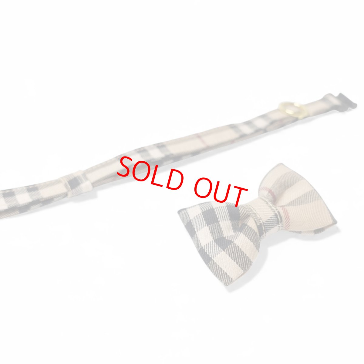 画像2: クラシカル・ノバチェック・リボン首輪 (2)