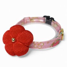 画像2: 梅モチーフの和柄首輪・ピンク色首輪（梅2色展開） (2)