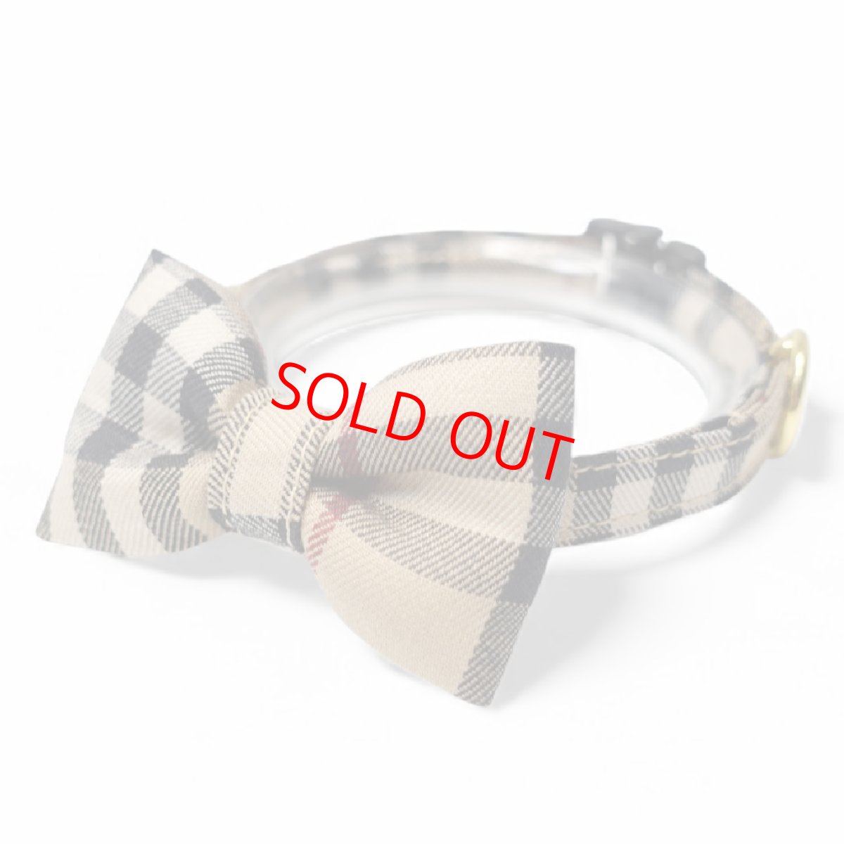 画像1: クラシカル・ノバチェック・リボン首輪 (1)