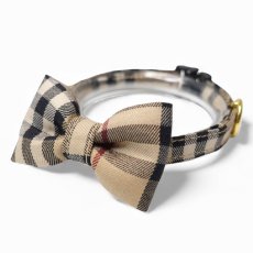 画像1: クラシカル・ノバチェック・リボン首輪 (1)