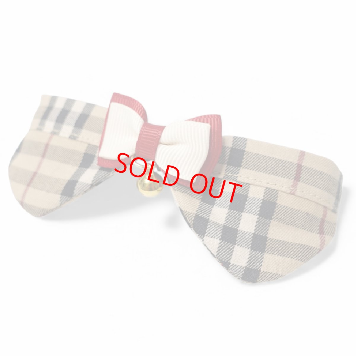 画像1: リボンチャーミー衿付首輪＆鈴付きダブルリボン（ノバチェック）Mサイズ (1)