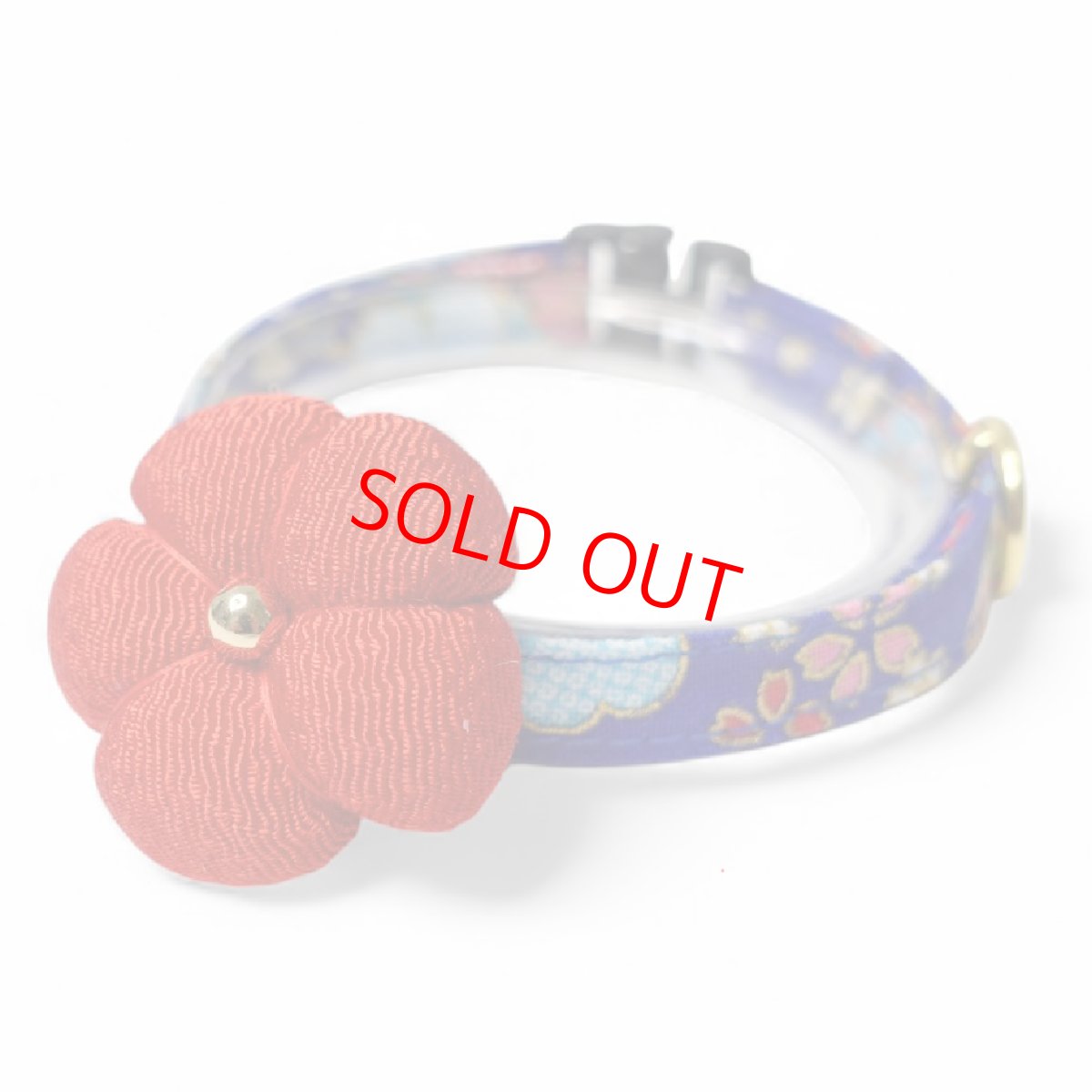 画像2: 梅モチーフの和柄首輪・青色首輪（梅2色展開） (2)