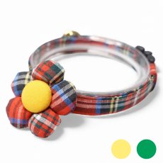 画像1: クラシカル・ミニタータンチェック・リボン首輪（レッド）×2カラー展開 (1)