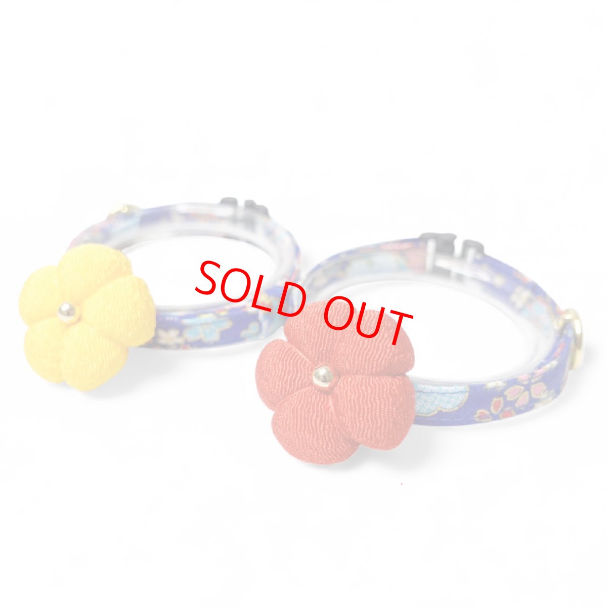 画像4: 梅モチーフの和柄首輪・青色首輪（梅2色展開） (4)