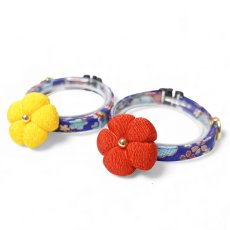 画像4: 梅モチーフの和柄首輪・青色首輪（梅2色展開） (4)