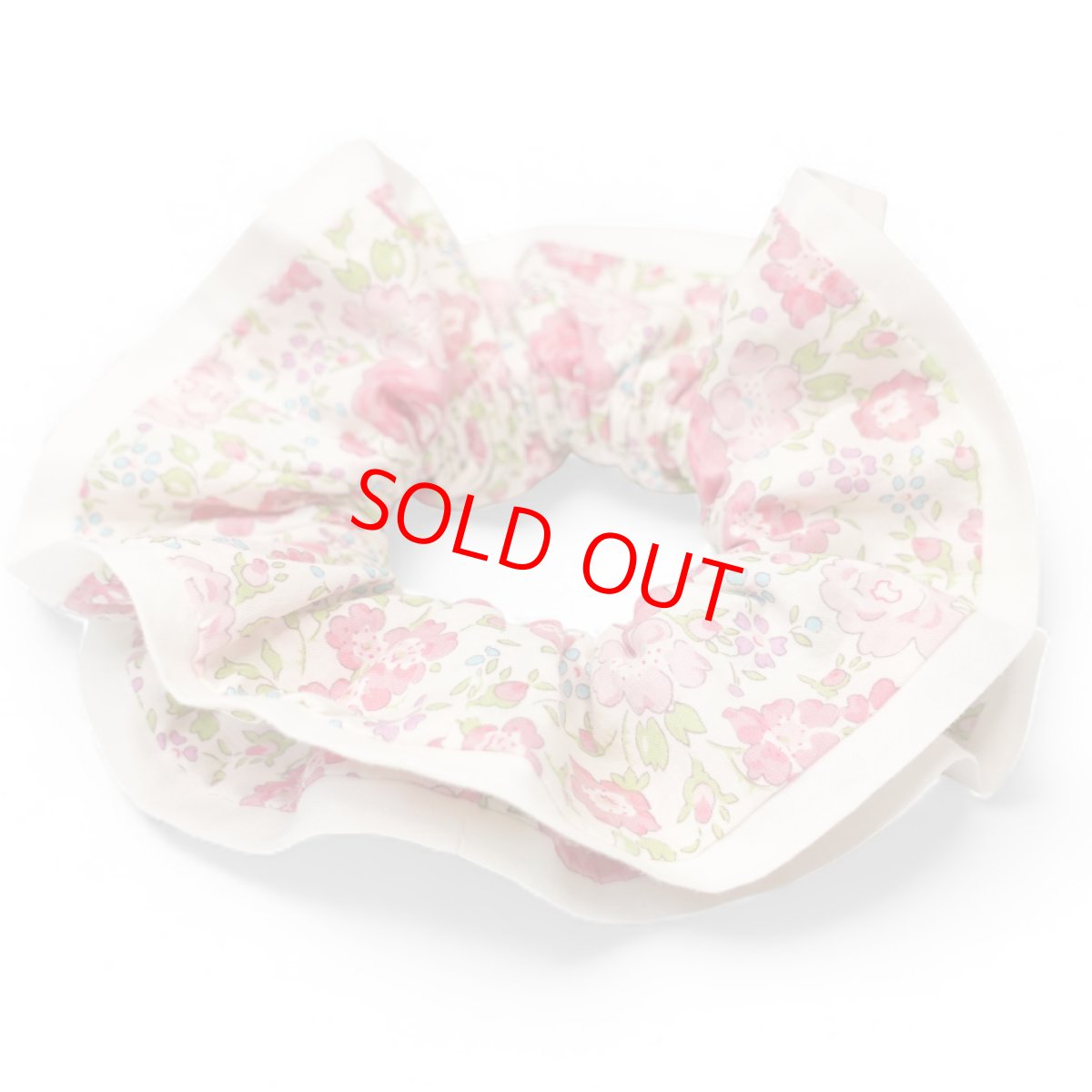 画像1: レディースシュシュ・LIBERTYファブリック（リバティプリント フェリシテ：復刻色）ベージュ×レッドフラワー (1)