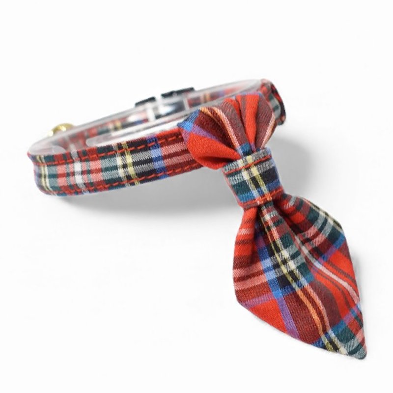 画像1: クラシカル・ミニタータンチェック/ネクタイ首輪(レッド)