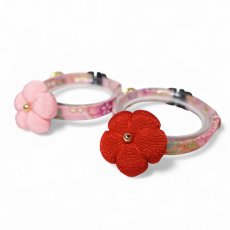 画像4: 梅モチーフの和柄首輪・ピンク色首輪（梅2色展開） (4)