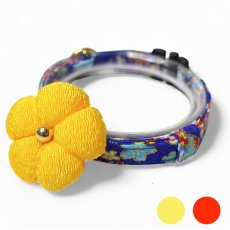 画像1: 梅モチーフの和柄首輪・青色首輪（梅2色展開） (1)