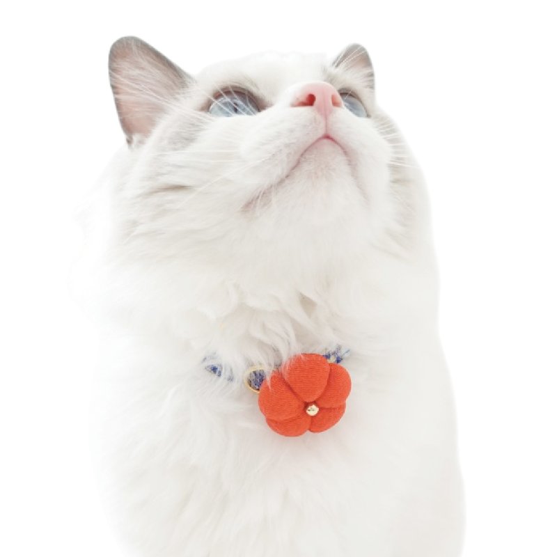 画像1: 梅モチーフの和柄首輪・赤色首輪(梅2色展開)