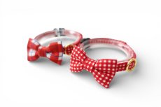 画像3: ミニリボン《とろける恋心コレクション 〜Red Check & Heart〜》リボンタイプの猫首輪（レッドブロックチェック）成猫・子猫/2サイズ展開 (3)