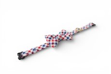 画像2: 《とろける恋心コレクション 〜Red Check & Heart〜》リボンタイプの猫首輪（トリコロールチェック） (2)