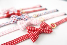 画像4: 《とろける恋心コレクション 〜Red Check & Heart〜》リボンタイプの猫首輪（レッドブロックチェック） (4)