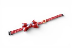 画像2: 《とろける恋心コレクション 〜Red Check & Heart〜》リボンタイプの猫首輪（レッドブロックチェック） (2)
