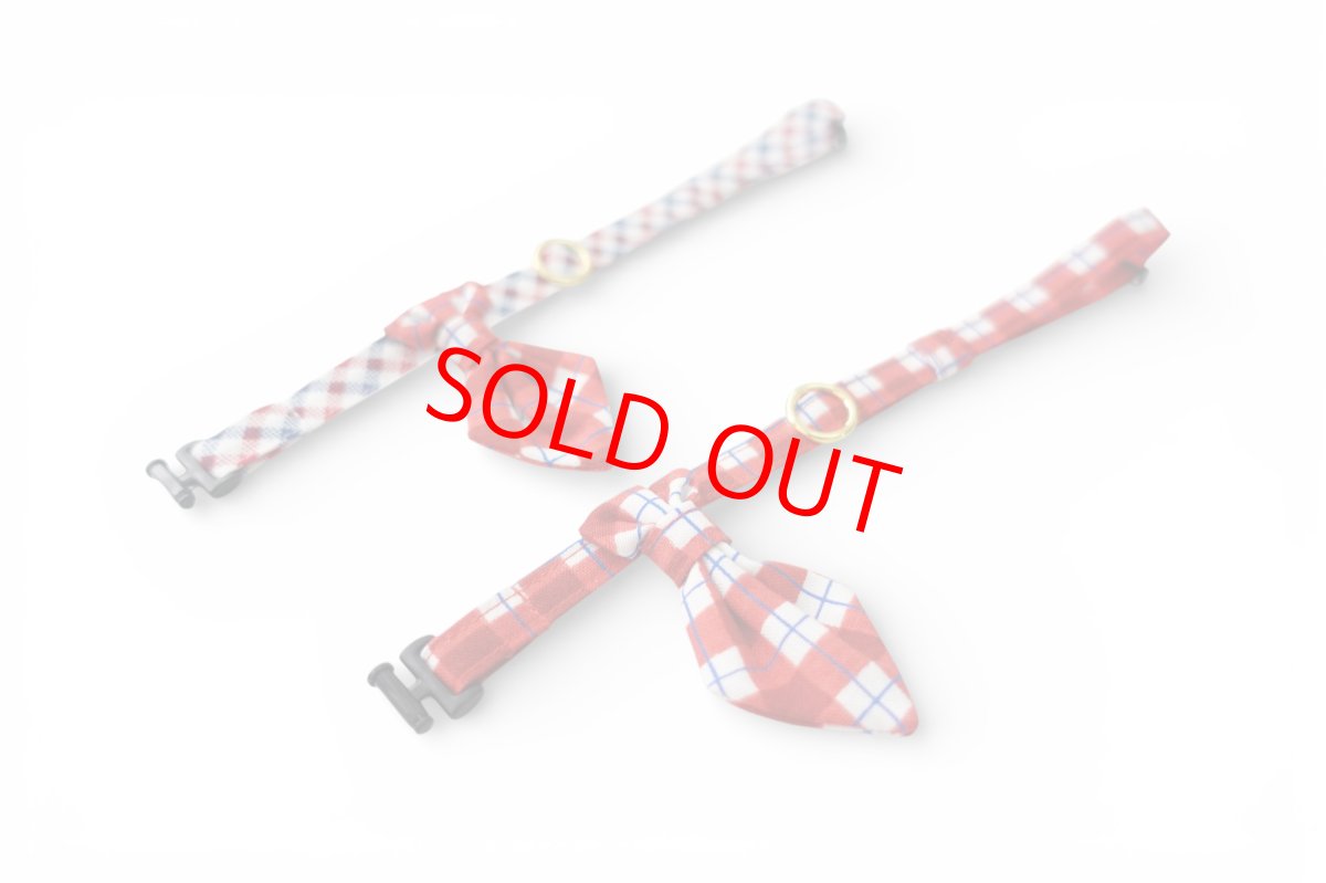 画像2: 《とろける恋心コレクション 〜Red Check & Heart〜》ネクタイ猫首輪（レッドブロックチェック） (2)