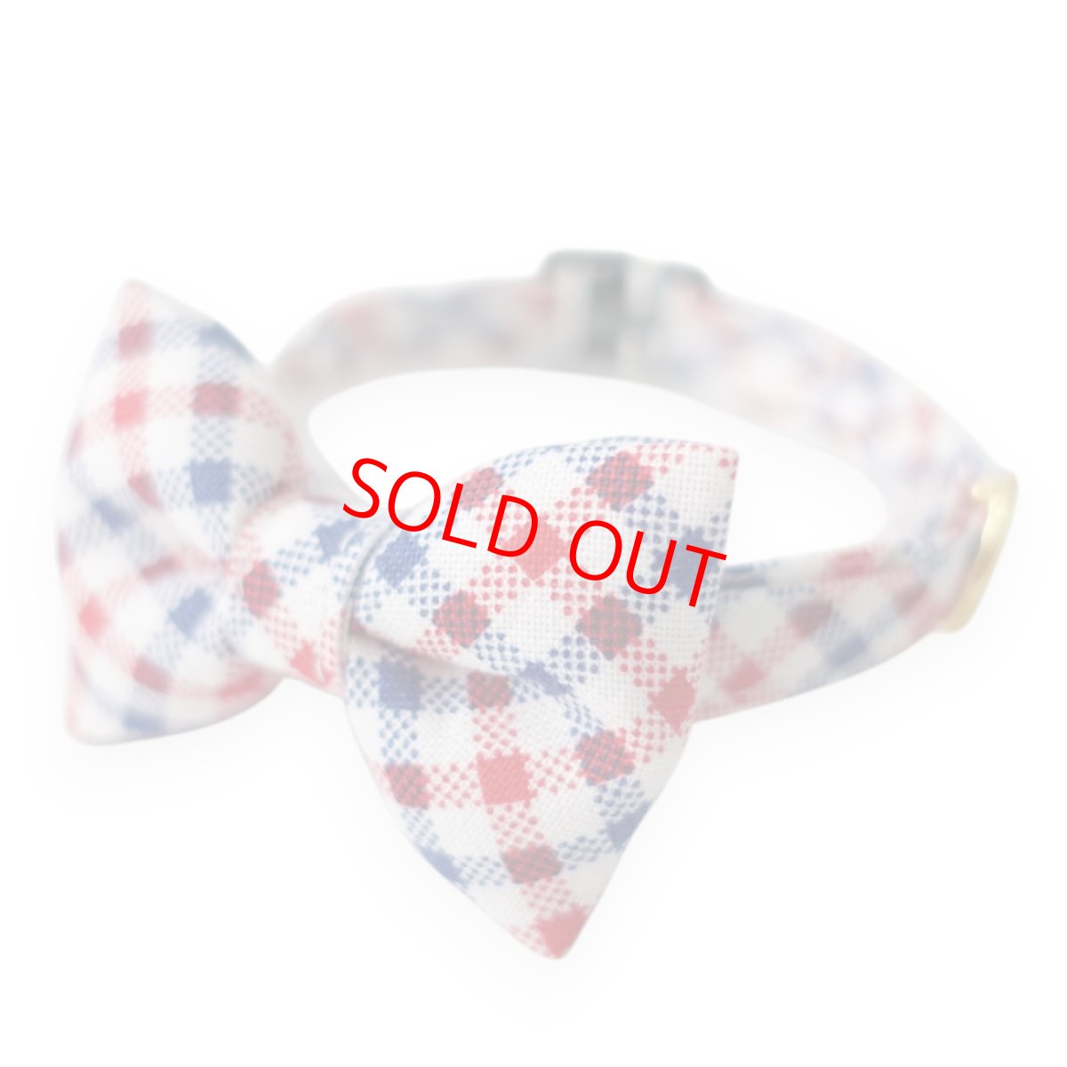 画像1: 《とろける恋心コレクション 〜Red Check & Heart〜》リボンタイプの猫首輪（トリコロールチェック） (1)