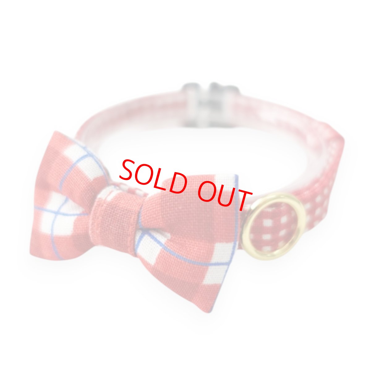 画像1: ミニリボン《とろける恋心コレクション 〜Red Check & Heart〜》リボンタイプの猫首輪（レッドブロックチェック）成猫・子猫/2サイズ展開 (1)