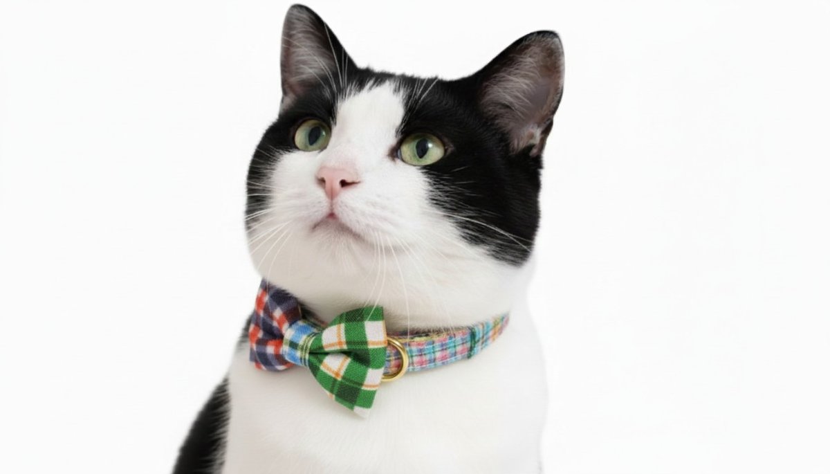 画像4: 世界にひとつの組み合わせ｜左右で柄が異なる パッチワーク風リボン首輪　【限定１点】C柄 (4)