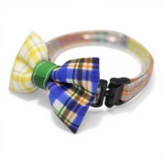 画像2: 世界にひとつの組み合わせ｜左右で柄が異なる パッチワーク風リボン首輪　【限定１点】H柄 (2)