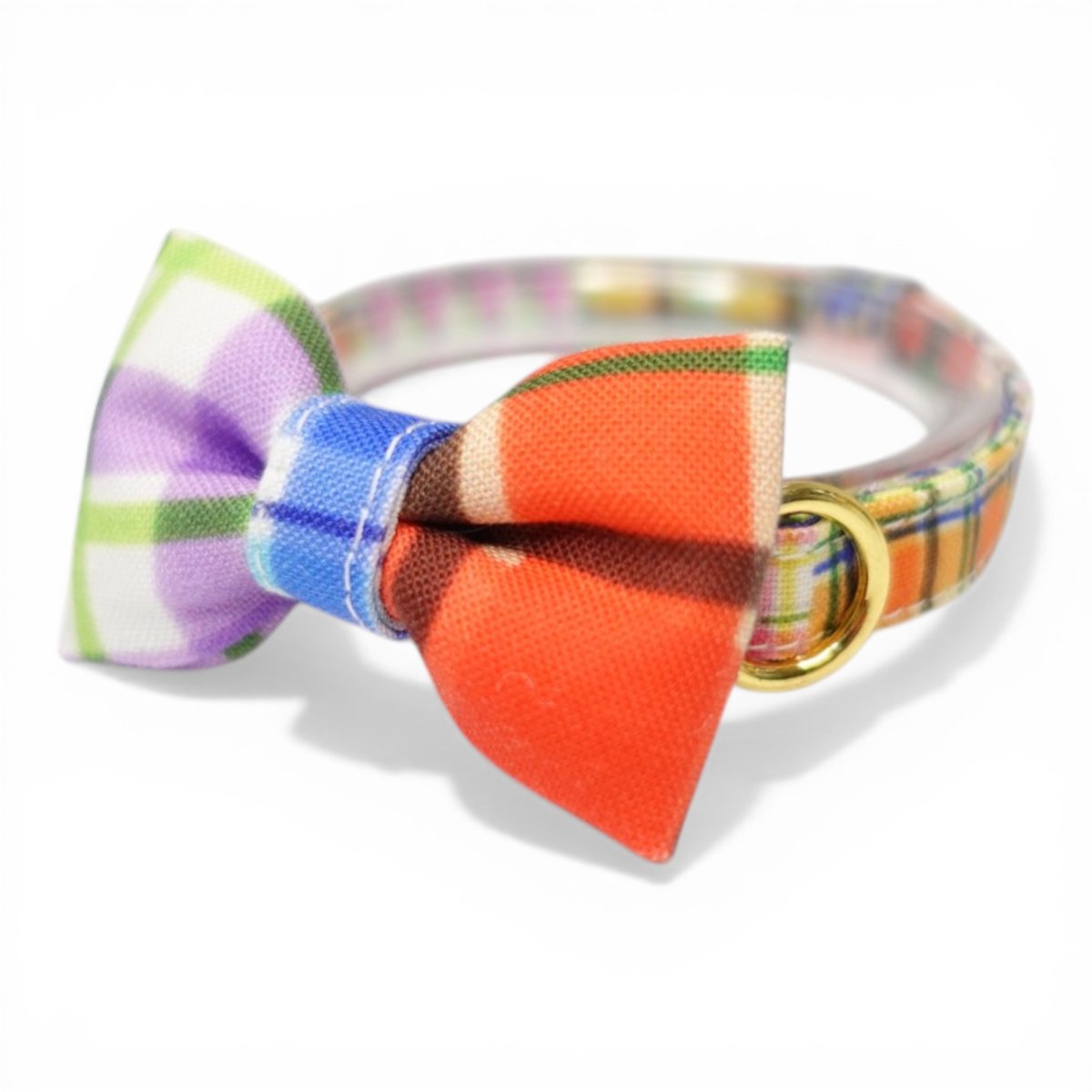 画像1: 世界にひとつの組み合わせ｜左右で柄が異なる パッチワーク風リボン首輪　【限定１点】D柄 (1)