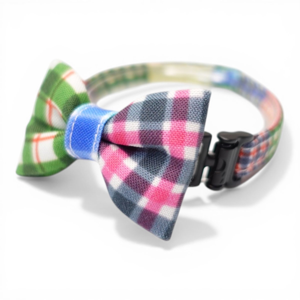 画像2: 世界にひとつの組み合わせ｜左右で柄が異なる パッチワーク風リボン首輪　【限定１点】F柄 (2)