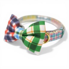 画像1: 世界にひとつの組み合わせ｜左右で柄が異なる パッチワーク風リボン首輪　【限定１点】A柄 (1)