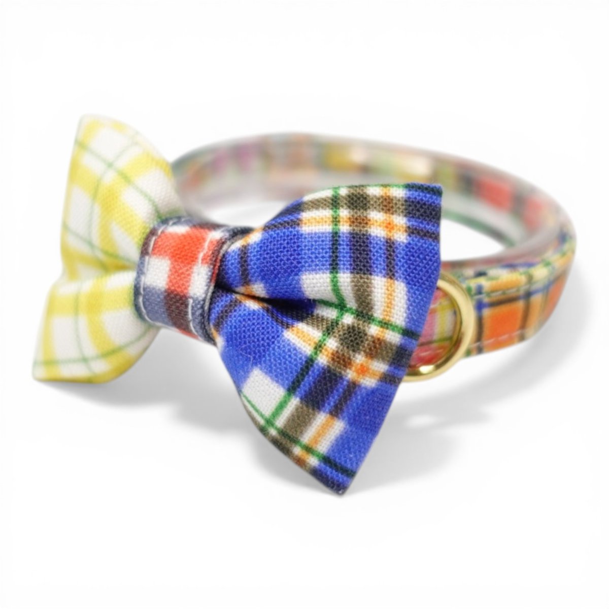 画像1: 世界にひとつの組み合わせ｜左右で柄が異なる パッチワーク風リボン首輪　【限定１点】B柄 (1)