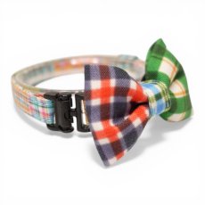 画像2: 世界にひとつの組み合わせ｜左右で柄が異なる パッチワーク風リボン首輪　【限定１点】A柄 (2)