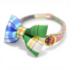 画像1: 世界にひとつの組み合わせ｜左右で柄が異なる パッチワーク風リボン首輪　【限定１点】G柄 (1)