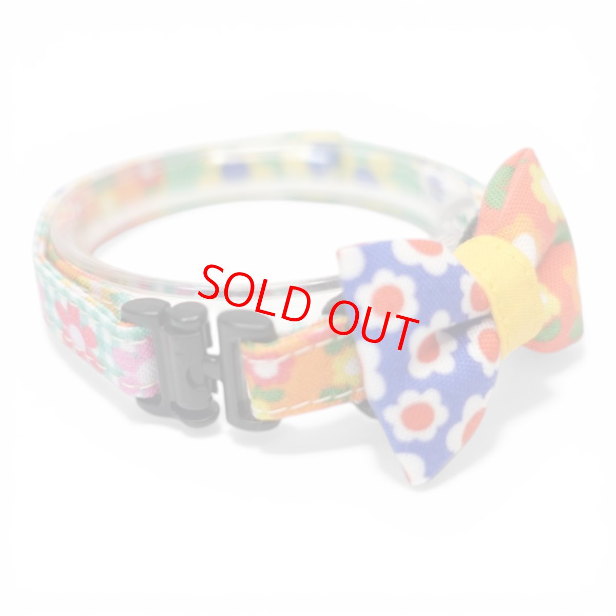 画像2: 懐かしさをまとう 昭和レトロフラワー｜左右で柄が異なるミニリボン首輪  H柄【限定1点】 (2)