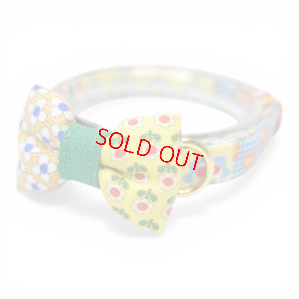 画像1: 懐かしさをまとう 昭和レトロフラワー｜左右で柄が異なるミニリボン首輪  D柄【限定1点】 (1)