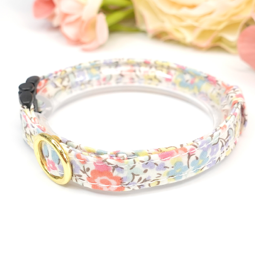 画像7: エアリー首輪・リバティ・ファブリックス猫首輪（Emma and Georgina/エマアンドジョージーナ）アプリコット (7)