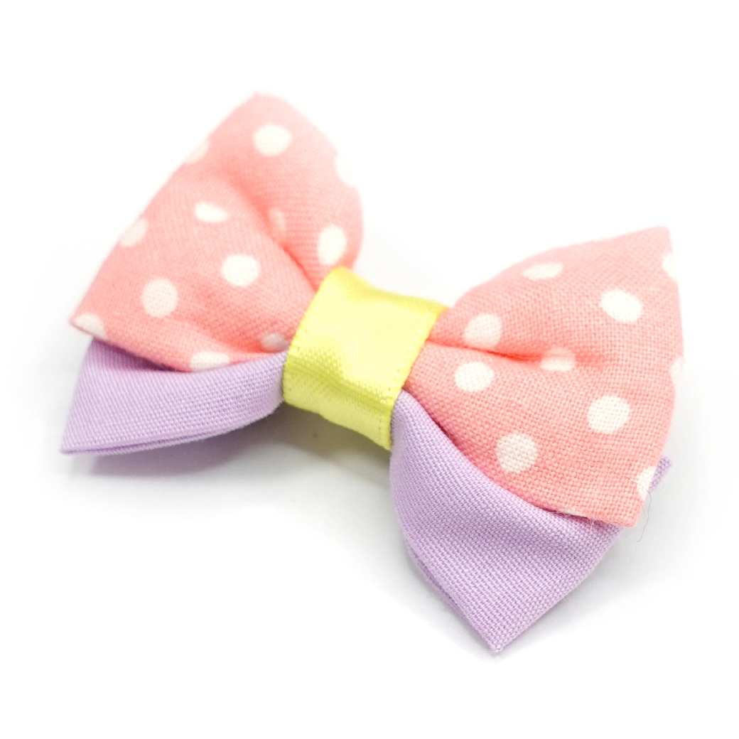 IRODORI・リボン/セレクトパーツ/ピンクドット×イエロー（首輪は別売りです）